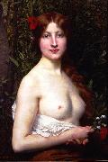 Jules Joseph Lefebvre Half Length Demi Nude oil painting on canvas